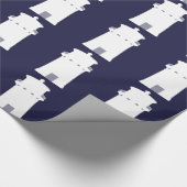 Witte vuurtoren op de achtergrond van Navy Blue. Cadeaupapier (Hoek)