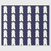 Witte vuurtoren op de achtergrond van Navy Blue. Cadeaupapier (Vlak)