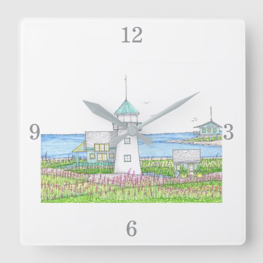 Witte Vuurtoren Wandklok (Voorkant)