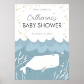 witte walvis Baby shower teken Poster (Voorkant)