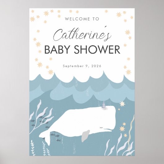  witte walvis Baby shower teken Poster (Voorkant)