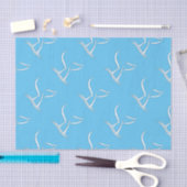 Witte walvis op blauw tissuepapier (Craft)