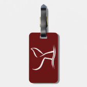 Witte walvis op donkerrood bagagelabel (Achterkant verticaal)