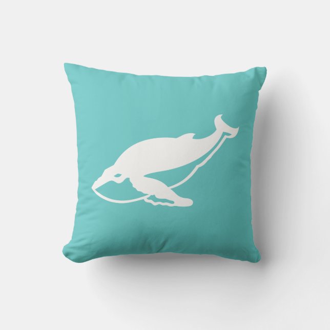 witte walvis op turkooisblauwe kussen (Voorkant)