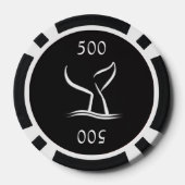 Witte walvis op zwart poker chips (Achterkant)