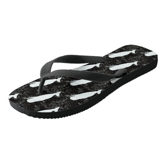 witte walvis zwart teenslippers (Schuin)