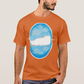 Witte walviseenhoorn van de zee illustrator t-shirt