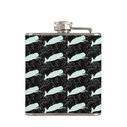 witte walviskolf voor het glimlachen heupfles (Achterkant)