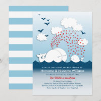 Witte walvissen Cute Couples Baby shower uitnodige