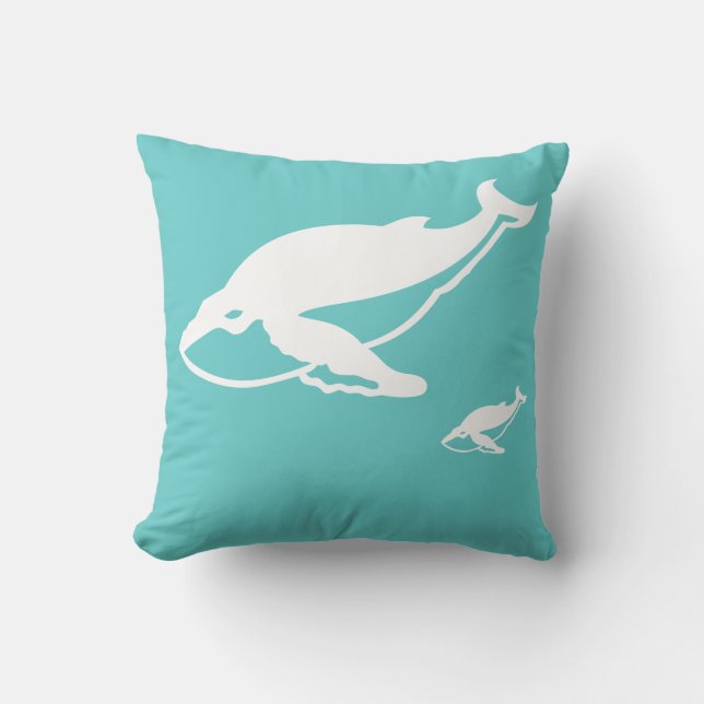 witte walvissen op een turquoise kussen (Voorkant)