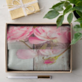  witte wand roze rozen van hout, shabby chic tissuepapier (Geschenk)