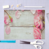  witte wand roze rozen van hout, shabby chic tissuepapier (Craft)
