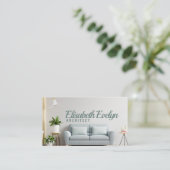 Witte wand woonkamer heeft sofa en decoratie visitekaartje (Staand voorkant)