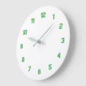 Witte wandklok met groene getallen (Hoek)