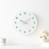 Witte wandklok met groene getallen (Huis)