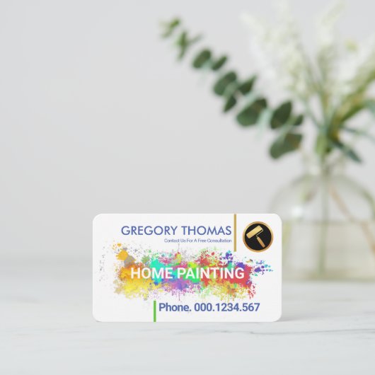 Witte Wandverf Startpagina Verf. Visitekaartje (Staand voorkant)