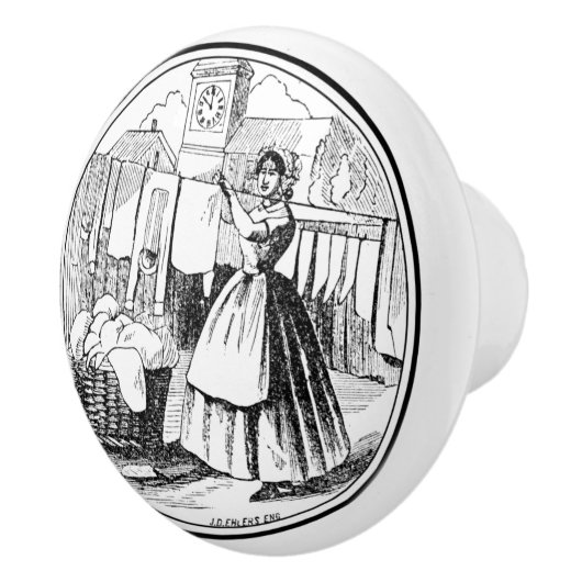 Witte Wapenhuiswaskamer Keramische Knop (Rechts)