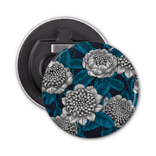 Witte waratabloemen button flesopener