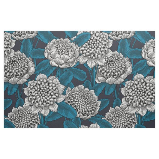Witte waratabloemen stof (Fat Quarter)