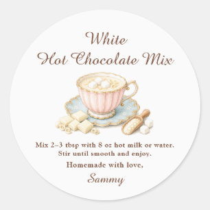 Witte Warme Chocolademix Cadeau-etiket Ronde Sticker