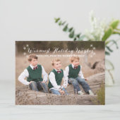 Witte warme kerstwensen foto plat kaart (Staand voorkant)