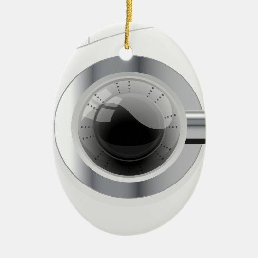 Witte Wasautomaat Keramisch Ornament (Voorkant)