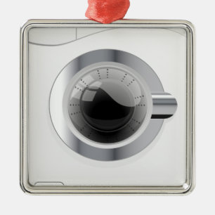 Witte wasmachine metalen ornament
