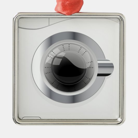 Witte wasmachine metalen ornament (Voorkant)