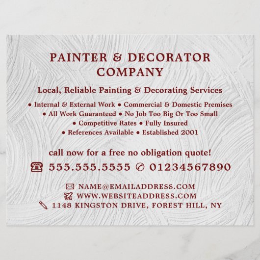 Witte wasverf, schilder en decorator flyer (Voorkant)