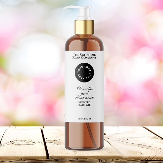 Witte waterdichte cosmetica flesetiket met logo sparkling wijnetiket