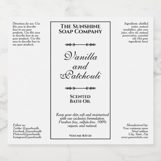 Witte waterdichte cosmetica flesetiket sparkling wijnetiket (Enkel label)