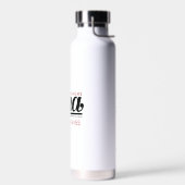 Witte Waterfles met zwarte Cursieve Naam, Telefoon (Links)