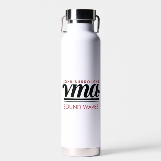 Witte Waterfles met zwarte Cursieve Naam, Telefoon (Voorkant)