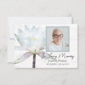 Witte Waterlelie Bloem Rouw Herdenking Condoleance Bedankkaart (Voorkant)