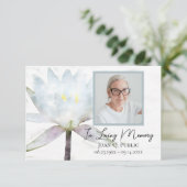 Witte Waterlelie Bloem Rouw Herdenking Condoleance Bedankkaart (Staand voorkant)