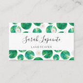 Witte Waterlelie Bloemen & Lelie Pad Ontwerp Visitekaartje (Voorkant)