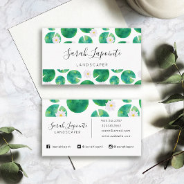 Witte Waterlelie Bloemen & Lelie Pad Ontwerp Visitekaartje