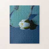 Witte waterlelie in de vijver, foto van de natuur legpuzzel (Verticaal)