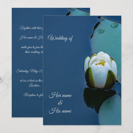 Witte waterlelie in de vijver, natuur fotografie kaart (Voorkant / Achterkant)