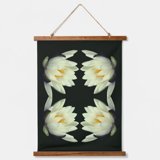 Witte Waterlelie Lotus Bloem Abstract Hangend Wandkleed (Voorkant)