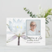 Witte Waterlelie Waterverf Viering van het Leven Kaart (Staand voorkant)