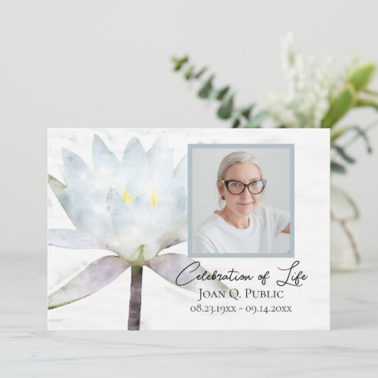 Witte Waterlelie Waterverf Viering van het Leven Kaart