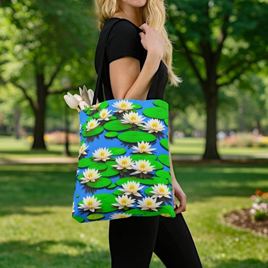 Witte Waterlelies Boodschappentas Tote Bag