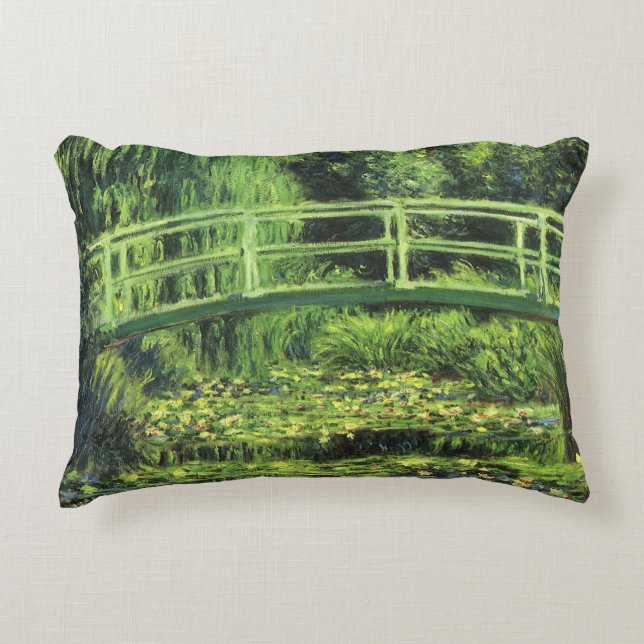 Witte waterlelies door Claude Monet, Vintage Kunst Decoratief Kussen (Voorkant)