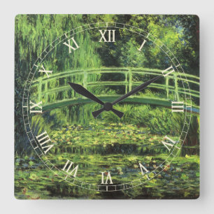Witte Waterlelies door Claude Monet, Vintage Kunst Vierkante Klok