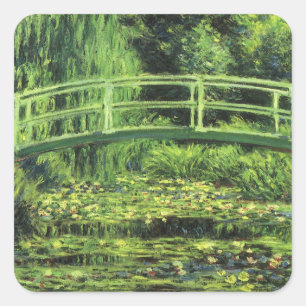 Witte Waterlelies door Claude Monet, Vintage Kunst Vierkante Sticker