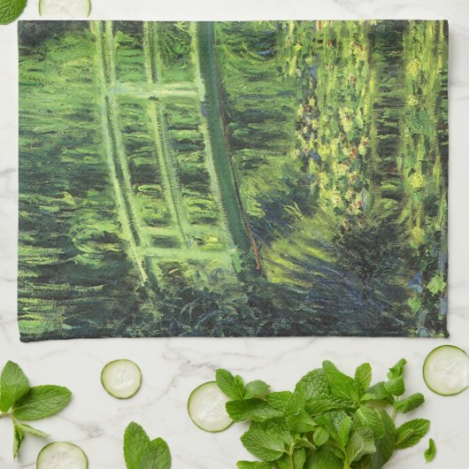 Witte waterlionen van Claude Monet,  kunst Theedoek (Gevouwen)