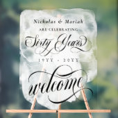 Witte Waterverf 60e bruiloft Jubileum Welkom Acryl Bord (Neutraal)