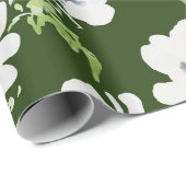 Witte waterverf anemonbloemen op groen cadeaupapier (Rol Hoek)