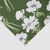 Witte waterverf anemonbloemen op groen tissuepapier (Detail)